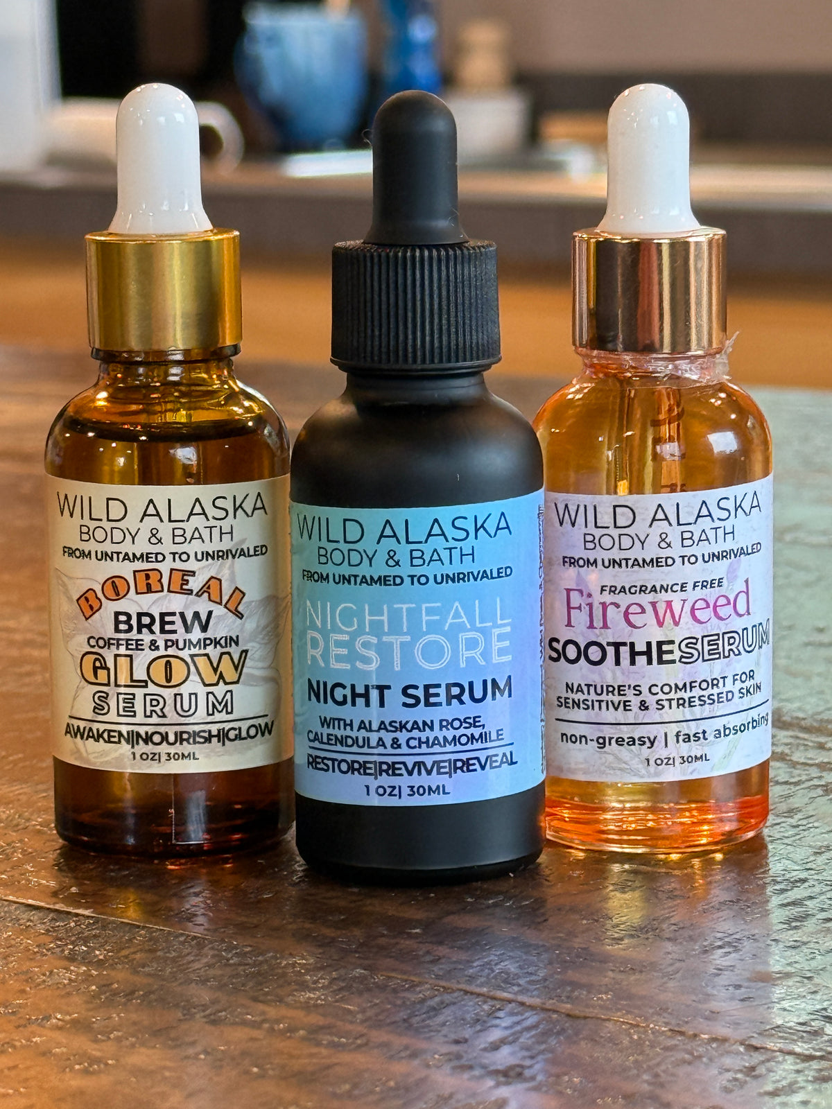 Wild Alaska Serum Trio Bundle: Natural Serums for Sensitive Skin & Daily Glow